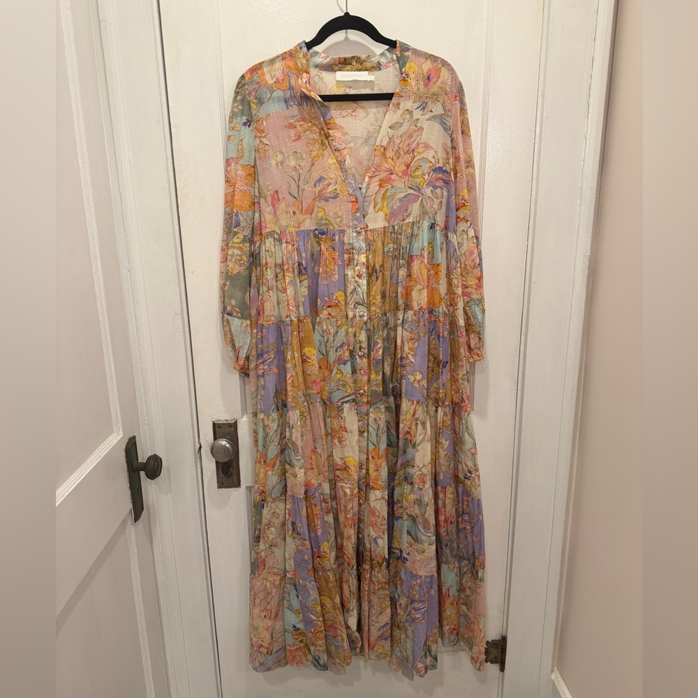 Zimmermann Maxi Patchwork Button Dress Size 4 (Xl) - image 1